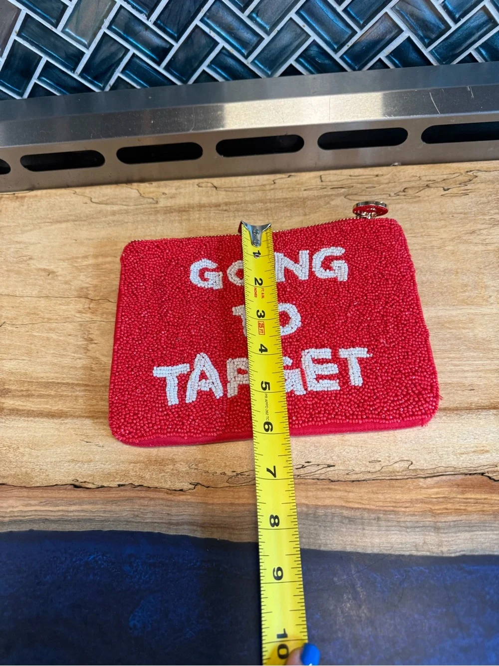 Red 'Going to Target' Beaded Cosmetic Pouch